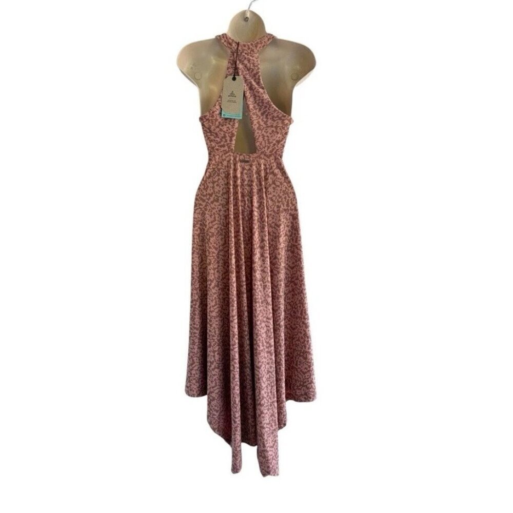 Prana Womens Sz S Saxon Orange Scoop Neck Keyhole Back Handkerchief Dress NWT - Picture 3 of 15